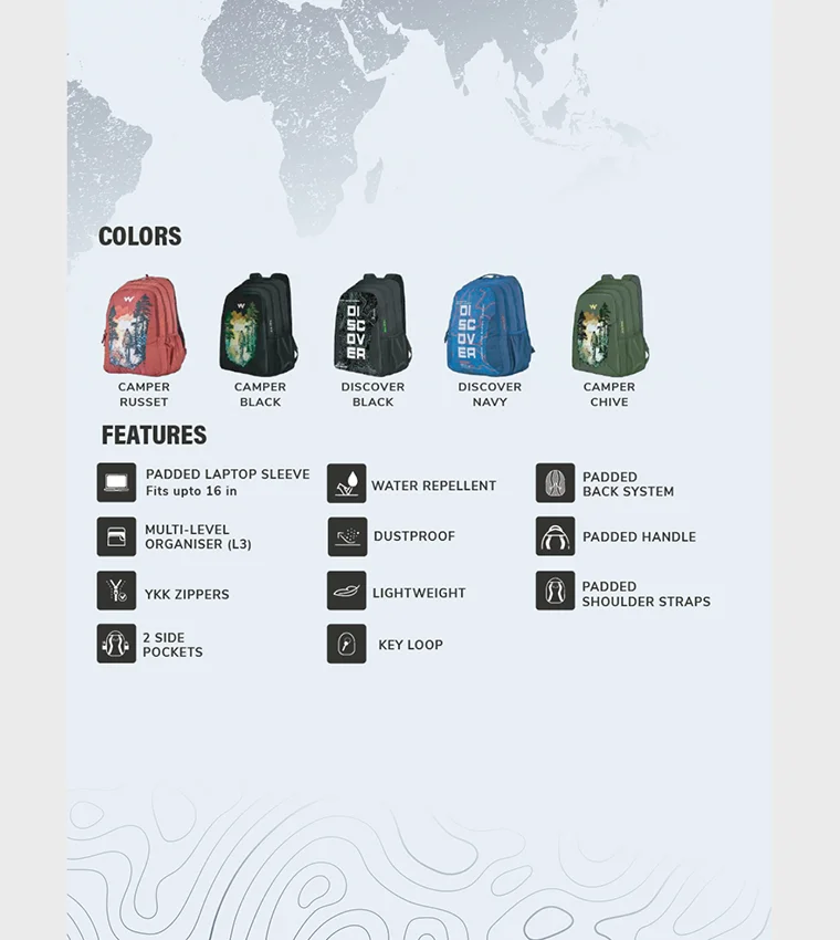 WILDCRAFT Wildcraft Atlas 45 LP Discover Backpack, Black